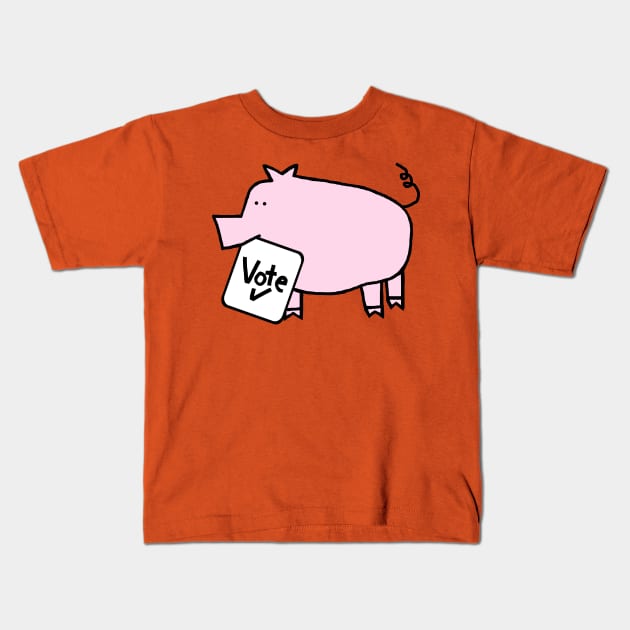 Cute Pig says Vote Kids T-Shirt by ellenhenryart